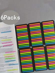 6pcs Ultra-Thin Fluorescent Transparent Index Stickers, Reading Highlighter Memo Sticky Notes, 1800 Sheets - one-size - View 7