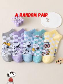 10/5/1 Pair Authentic Snoopy Men's Short Socks, Sweat-Absorbent, Versatile, Casual Sports Socks For Students Daily Wear - Multicolor - View 12