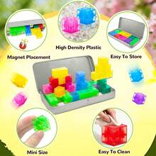 35/75pcs Transparent Magnetic Building Blocks Set, Kids Magnetic Puzzle Blocks, Portable Travel Toy, Rainbow Magnetic Cubes, Educational Toy For Boys And Girls, Random Colors - 彩色 - 查看 7