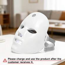 قناع علاج الضوء LED ب- 7 ألوان - قابل للشحن عبر USB، خالي من العطور، تصميم لاسلكي، قناع العناية بالبشرة للصالون والمنزل - هدية عطلة مثالية للنساء - أبيض - مشاهدة 8
