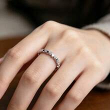 Fashionable Celebrity-Inspired Ring, Paired With Minimalist Slim Band, Stylish Women's Finger Ring - Silver - View 11