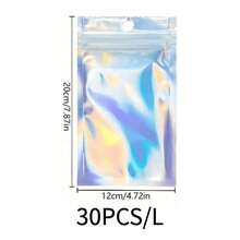 100pcs/30pcs/10pcs/1pc Laser Holographic Resealable OPP Bags, Jewelry Retail Pouches, Gift Packaging Bags, Christmas - Multicolor - View 16