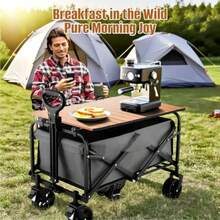 Metal Tabletop Board For Wagons Cart, Foldable Table 47"*24" Heavy Duty For Wagon, Alloy Board With Load Capacity 68LBS, Camping Essential And Gear For Outdoor Party With Family And Friends - Woody - View 6