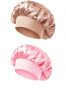 2/1 Momme Silk Sleep Cap, Soft Elastic Silk Night Cap, Summer Cool-Touch Hair Protection Silk Night Cap (Black, Gold And Pink) - One Size Fits All - View 8