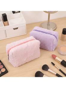 Plush Makeup Bag, Convenient For Going Out, Large Capacity, Cute, High-End Feeling, Toiletry Storage Bag, Small Three-Dimensional Non Collapsing - Multicolor - View 3