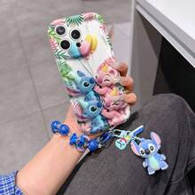 Disney Has Authorized, Phone Case - Chain Set, The Stitch Lilo & Stitch 3D Phone Case Plus A Silicone 3D Stitch Bracelet With Metallic Ring Removable Bracelet, Stitch And Angel Pattern, Compatible With Iphone17/16/15/14/13/12/11/XS/XR/X Plus Pro Max, A Stylish Cartoon Phone Case, The Perfect Gift Choice, Phone Protection, Durable Phone Cover, Great Gift For Friends And Family. - 白色 - 查看 6