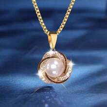 3pcs/Set New Fashion Cat Eye Stone Elegant Pendant Necklace, High-End Exquisite Light Luxury Personalized Versatile Commemorative Gift - White - View 3