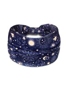 4件組優雅復古繫帶髮箍，星星、月亮與太陽設計，防滑舒適，適合運動、跑步與瑜珈 - 彩色 - 查看 6
