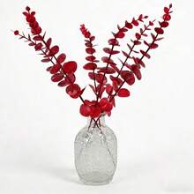 5/10/30pcs Artificial Eucalyptus Leaves Stems, Faux Eucalyptus Branches For Wedding Bouquets, Home Decor, Spring/Summer Decoration - Burgundy - View 1