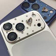 Miếng dán ống kính camera hình trái tim lấp lánh sang trọng, sáng tạo dành cho iPhone 17 Pro Max, vòng bảo vệ camera sau cho iPhone 17 Pro. - Màu xanh lam - Xem 5