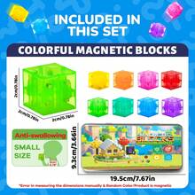 35/75pcs Transparent Magnetic Building Blocks Set, Kids Magnetic Puzzle Blocks, Portable Travel Toy, Rainbow Magnetic Cubes, Educational Toy For Boys And Girls, Random Colors - 彩色 - 查看 8