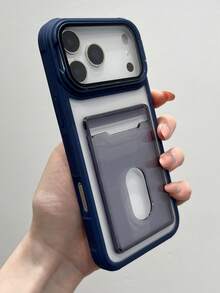 Luxury Card Holder Slot Camera Protector Phone Case Compatible With IPhone 17 ProMax 17Pro 17 16 15 14 Plus 13 Pro Max Wallet Lens Bracket Stand Acrylic Clear Shockproof Cover - Blue - View 2