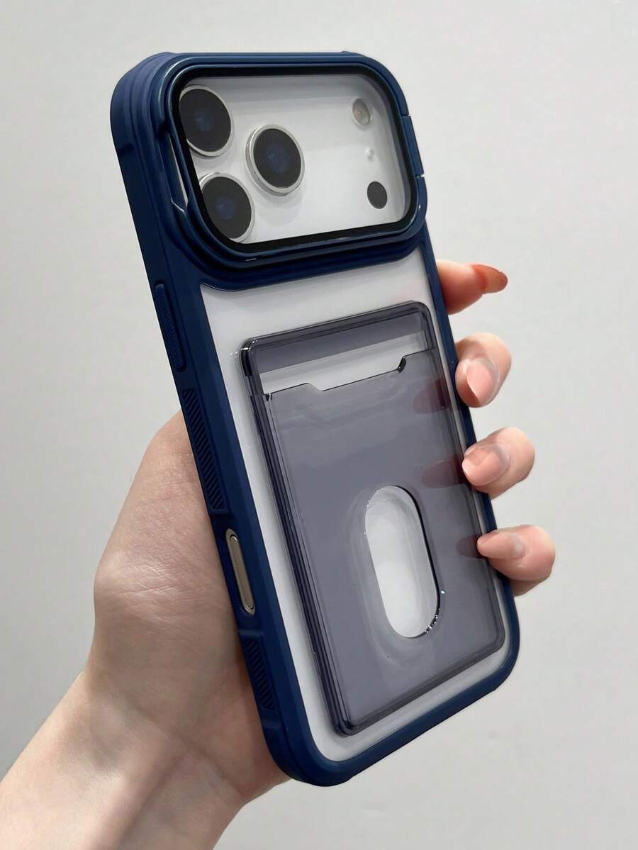Luxury Card Holder Slot Camera Protector Phone Case Compatible With IPhone 17 ProMax 17Pro 17 16 15 14 Plus 13 Pro Max Wallet Lens Bracket Stand Acrylic Clear Shockproof Cover