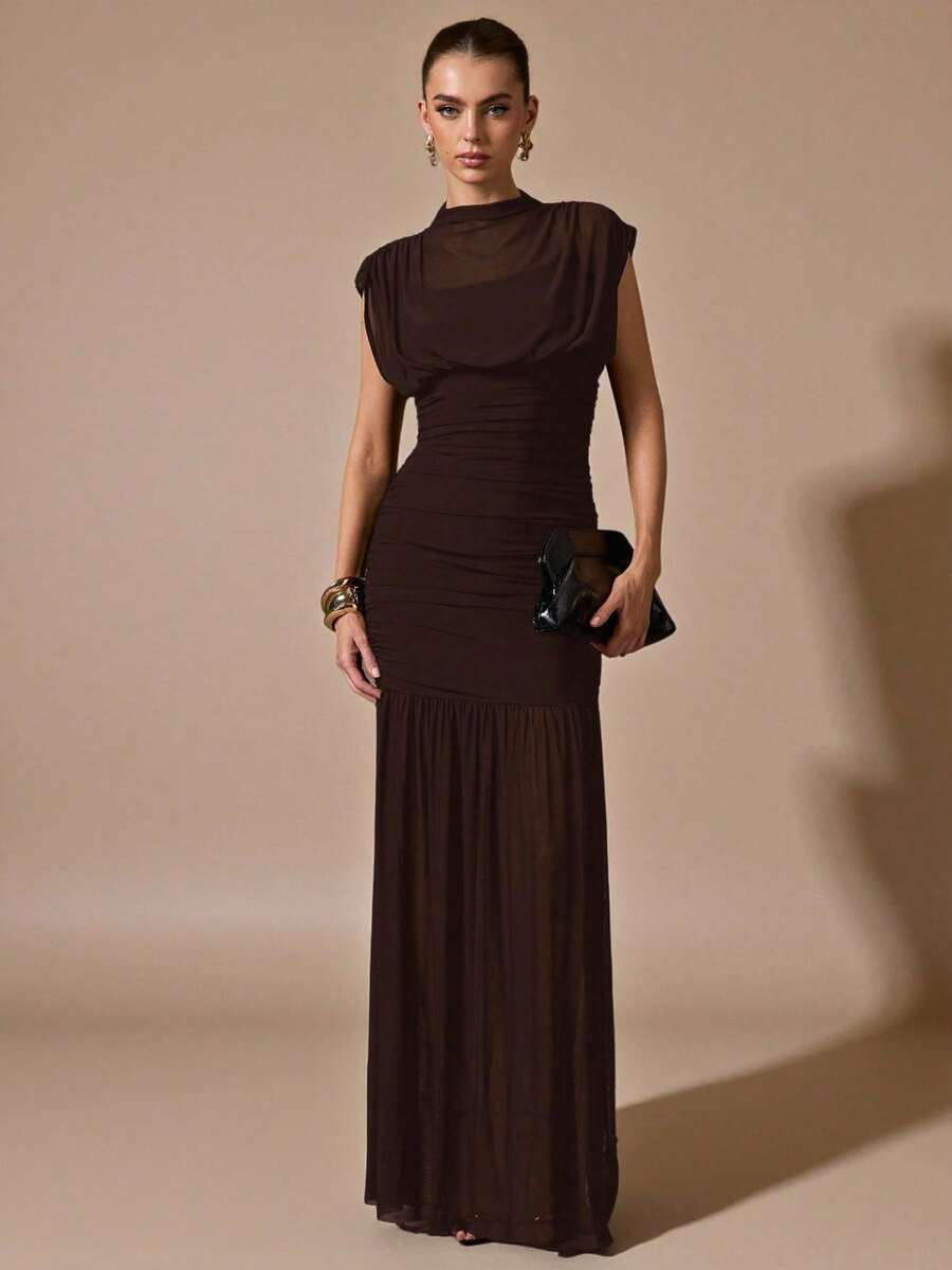 Women Long Dresses - 全穀類咖啡 - 查看 1