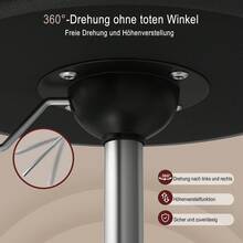 Devoko Height-Adjustable Swivel Stool, Black PU Leather Vanity Stool With Footrest, 360° Bar Stool For Salon, Dining Room And Living Room - Black - View 6