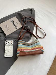 Handmade Woven Bag, New Versatile Commuter Shoulder Crossbody Handbag For Women - Multicolor - View 7