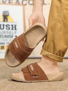 Adjustable Hook And Loop, Breathable, Shock-Absorbing, Soft And Comfortable Slippers For Men And Women, Suitable For Daily Wear And Play In Summer. - Classic Mocha Yellow - View 16