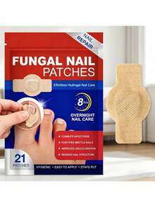 21pcs High-Quality Gentle Moisturizing Nail Repair Stickers, Breathable Waterproof Nail Strengthening Care Stickers, Suitable For Home Manicure And Daily Nail & Foot Health - Multicolor - View 2