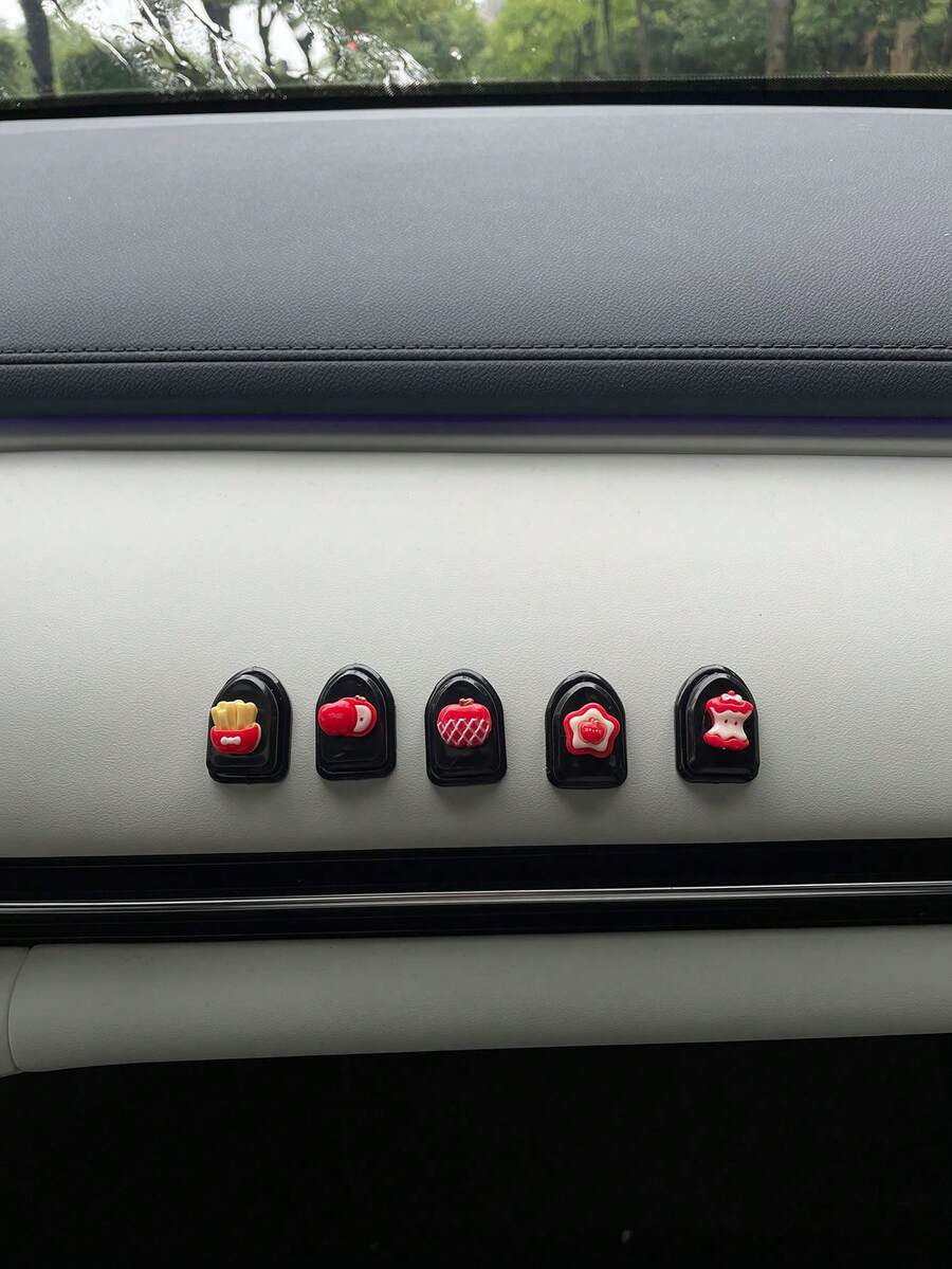 3pcs/5pcs/10pcs Multi-Functional Mini Car Hooks, Creative Apple Cute Car Adhesive Hooks, Car Seat Back Hooks, Cartoon Multi-Purpose Car Hooks, Front Seat Adhesive DIY Creative Car Hooks - A - View 1