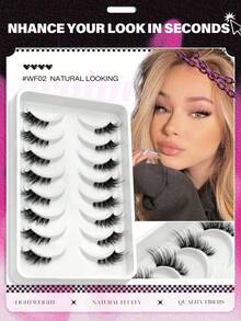 GROINNEYA 8 Pairs Half Strip Natural Extension Outer Corner Cat Eye Eyelashes, Short Soft 3D Faux Mink Lashes With Clear Band, Fluffy Cross Lashes, Suitable For Daily And Party Makeup - View 3