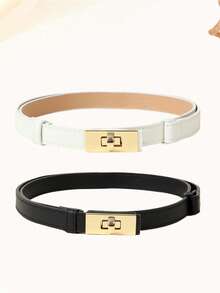 1 pièce Ceinture en cuir PU texturé croisé bohème, boucle dorée ajustable grande taille, convient pour jeans, tenues décontractées, vestes, jupes, usage quotidien - Verrouillage - Voir 15