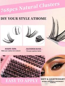 768-Piece Beginner-Friendly Set Of 4 Styles Of Natural False Eyelashes - D - View 3