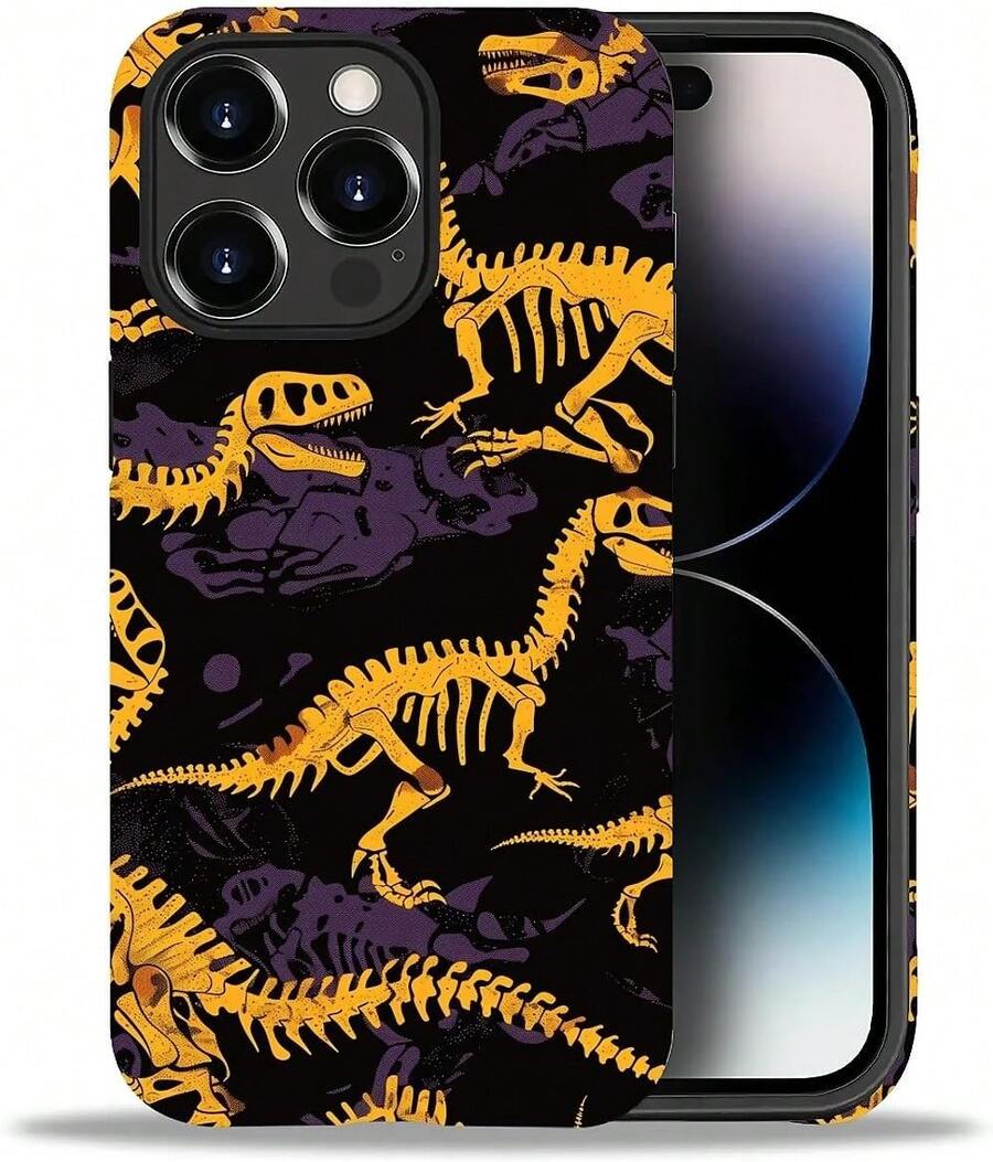 Case For IPhone 16 Pro, Colorful Pineapple Design, Liquid Silicone Case, Impact Resistant, Anti-Scratch, Shockproof - 黃色恐龍頭骨 - 查看 1