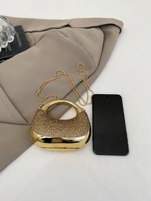 Nueva mini bolsa de acrílico, bolso de noche de moda con correa de cadena, bolso de hombro y bandolera - Dorado - Ver 3