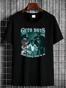"Mind Playing Tricks On Me" Ghetto-T-Shirt aus schwerer Baumwolle, Hip-Hop-Retro-Streetwear-Designerbekleidung, multifunktionales Oberteil, geeignet für Freizeitkleidung, leicht weich, Herrenmuster, Unisex, stylischer Stretch, bequem und atmungsaktiv, lässig und modisch - Schwarz - Übersicht 1