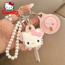 SANRIO (授權) - 三麗鷗 Hello Kitty 可愛卡通鑰匙圈、迷你鑰匙圈保護套、交通卡保護套、水滴形與圓形卡片保護套、社區電梯卡保護套、情侶鑰匙圈、情侶鑰匙圈保護套、理想節日禮物 - kitty貓+珍珠鍊 - 查看 2