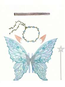 1 Set Gold Foil Butterfly Fairy Wings, Suitable For Various Holiday Bar Party Cosplay Props, Music Festivals - Multicolor - View 2