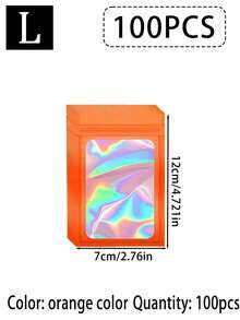 100/10pcs Transparent Holographic Bags, Odor-Proof Packaging Bags, Sealed Bags, Polyester Film Food Storage Bags, Zipper Sealed Bags, Polyester Film Holographic Resealable Bags, Suitable For Party Foods, Jewelry, Etc. - Multicolor - View 46