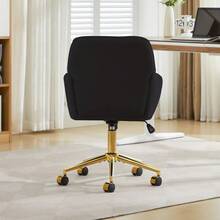 Height-Adjustable Swivel Office Chair For Home And Bedroom, Ergonomic Swivel Chair With Backrest, Suitable For Long Periods Of Sitting. Black - Black - View 3