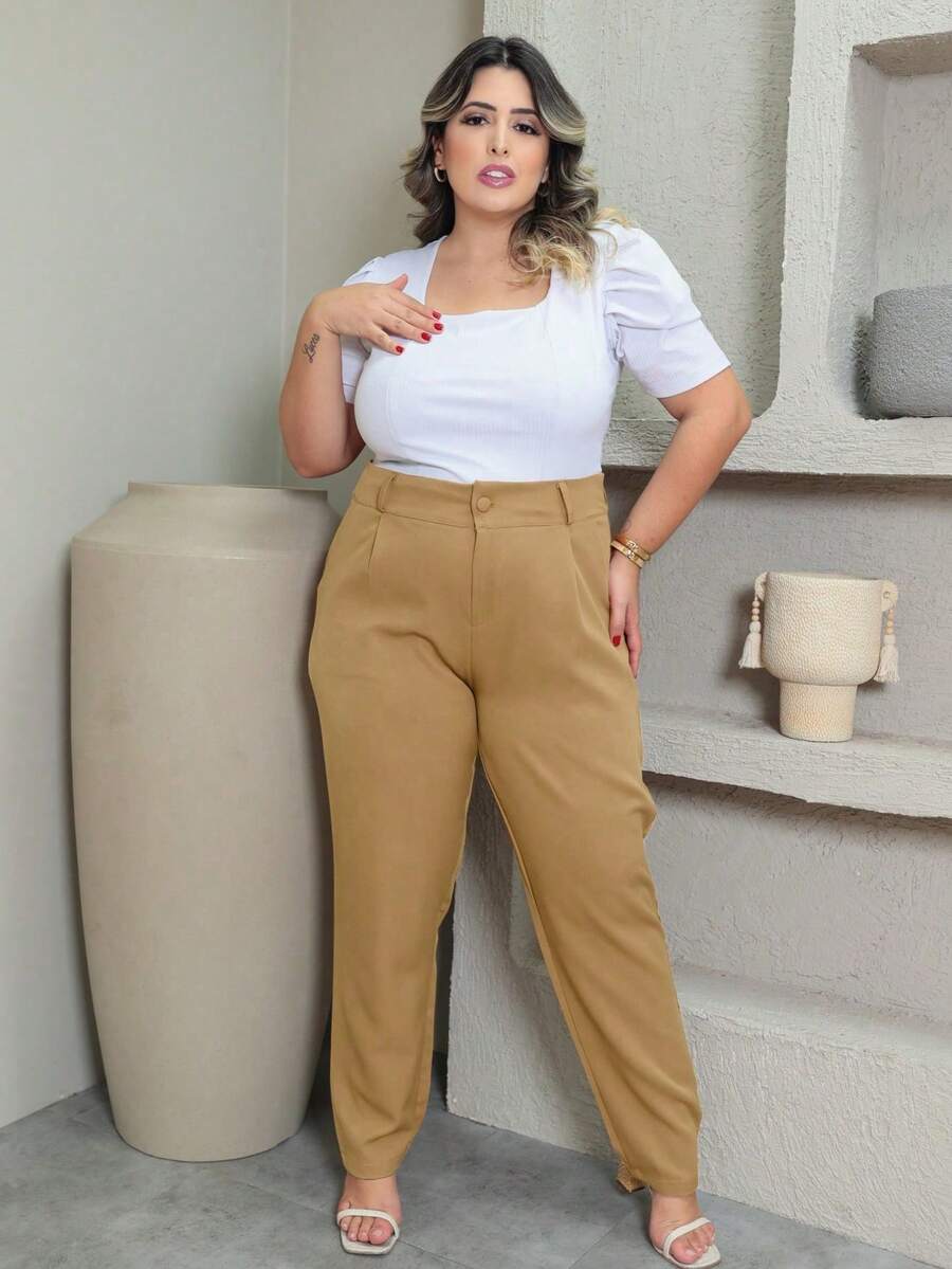 Plus Size Pants - Apricot - View 1