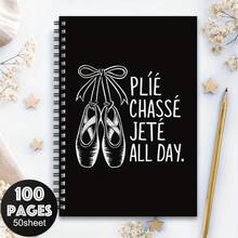 Beautiful Dance Spiral Notebook/Journal - Dreamy Design, Vibrant Artwork, Ideal Gift For Dance Lovers - Elegant Ballet Shoe Pattern With Black Satin And White Ribbon, Planner - B - View 6
