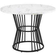 White Kitchen Table With Metal Base (1 Piece), Sturdy Metal Frame, Modern Marble Look - Or Dining Table, Breakfast Table - And Restaurant Table, White/Gold - Black - View 7