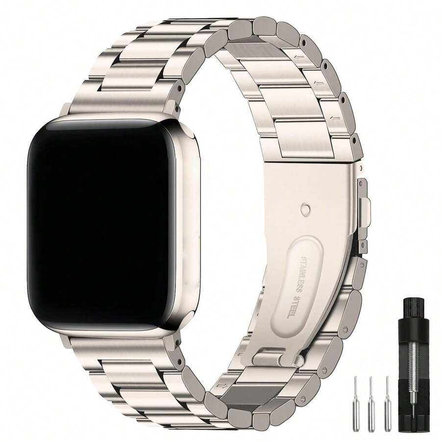 1件不鏽鋼金屬錶帶,適用於Apple Watch 49mm 45mm 44mm 42mm 41mm 40mm 38mm,商務風格中性款,適用於Apple Watch Series 9, Ultra 2, SE, Ultra, Series 8 7 6 5 4 3 2 1 - 星光 - 查看 1
