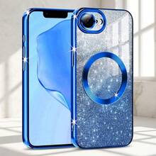 1pc Hadaasi Sapphire Blue Electroplated Magnetic Gradient Rhinestone Paper Brushed Space Case With Built-In Lens Protector Film, 2-In-1 Ultra-Thin Phone Case Compatible With Apple 17E/17Pro/17ProMax/Air/17/16Pro/16ProMax/16Plus/16/15Pro/15ProMax/15Plus/15/14Pro/14ProMax/14Plus/14/13Pro/13ProMax/13/12Pro/12ProMax/12/11ProMax/11/11Pro - Royal Blue - View 3