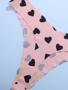 8pcs/Pack Women Plus Size Thong Panties, Exquisite Print & Solid Color Seamless Comfortable Soft Fabric - Multicolor - View 5
