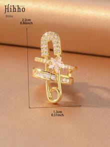Hihho 1pc Clip-On Earrings With C-Shaped Diamond Design, Suitable For Women Without Pierced Ears, Can Be Worn With Hoop Earrings, Cartilage Earrings, For Shopping, Parties, Holidays, Jewelry Gift - Pin - View 8