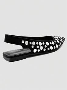 ADAMUMU Nuevas sandalias planas de ballet Mary Jane para mujer con punta fina y tiras delgadas, zapatos de cuero charol completo con empeine bajo, versátiles para uso diario, citas, fiestas y vacaciones - Negro - Ver 6