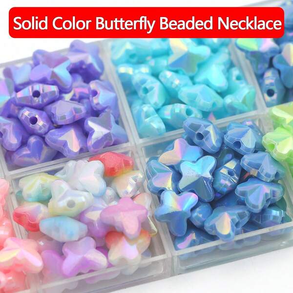 50pcs 8*10mm Colorful Butterfly Beads, Acrylic Loose Beads For DIY Jewelry Making, Crafts, Friendship Gifts, Home Decor, Small Accessories