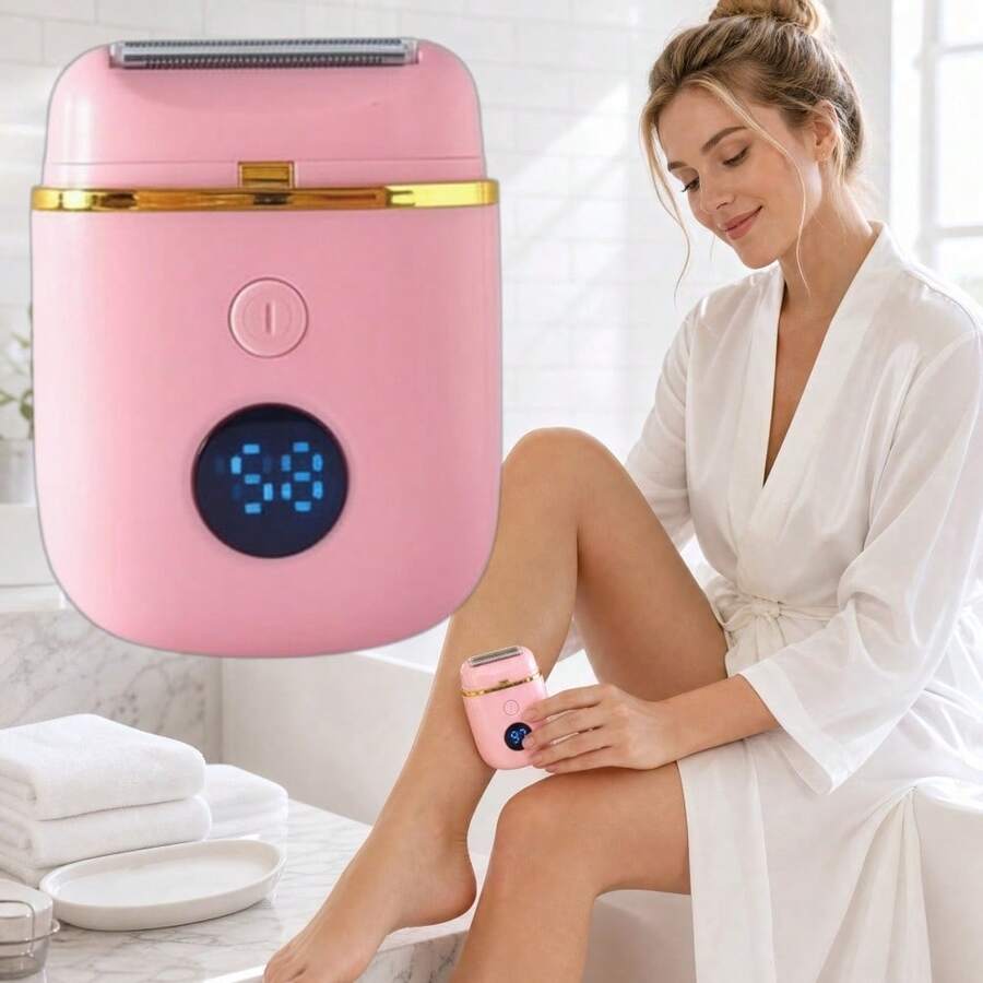 Body Hair Trimmer Bikini Hair Trimmer, Leg Hair Remover, Lcd Power Display Rechargeable Mini Hair Trimmer - Silver - View 1