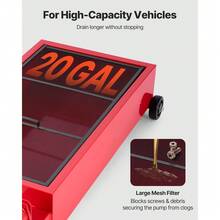 Low-Profile Oil Drain Pan, 75.7 L, With Manual Pump, 2.2 M Hose & T-Handle, Leak-Proof & Corrosion-Resistant, For Cars, SUVs, Trucks, Off-Road Vehicles, Red - Geschlecht 20 Gal - View 3