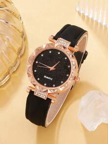 6PCS Women's Rose Gold Starry Dial Watch & Butterfly Jewelry Set – Affordable Luxury Accessory Gift For Birthdays Or Graduation - Black - View 2