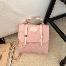 Bolso de mano moderno y versátil para mujer, estilo casual elegante con un toque de alta gama, bolso de hombro estiloso ideal para ir de compras, mochila de estilo coreano para mujer, nueva moda 2026, bolso de mano de , mini mochila casual para el día a día. - Negro con colgante - Ver 10