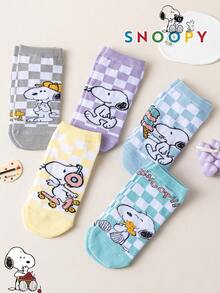 10/5/1 Pair Authentic Snoopy Men's Short Socks, Sweat-Absorbent, Versatile, Casual Sports Socks For Students Daily Wear - Multicolor - View 5