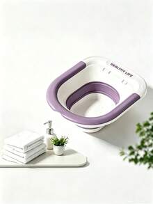 1pc Foldable Portable Toilet Basin, Space Saving Bathroom Cleaning Basin, Compact PP & TPR Folding Tub For Home, Travel & RV Use - Multicolor - View 12
