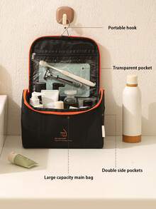 Hanging Toiletry Bag, Multi-Compartment Transparent Pocket Design With Hook, Large Capacity Portable Handheld Cosmetic Bag For Travel, Unisex Toiletry Organizer With Hook - Multicolor - View 2