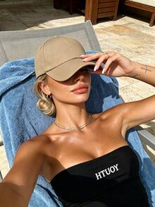 1pc Pure Cotton Black Baseball Cap, Sun Protection Solid Color Adjustable Hat, Unisex, Casual Summer Style - Multicolor - View 3
